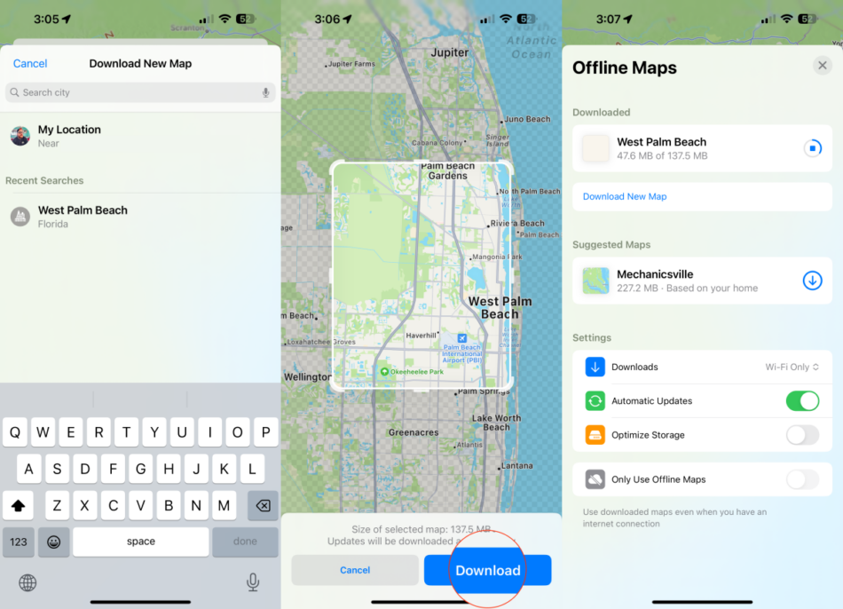 Downloading Apple Maps Offline with iOS 17